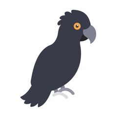 Stylized illustration of a Black Cockatoo bird on black