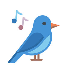 Bluebird singing flat design icon on black background