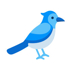 Flat vector illustration of a blue jay bird icon