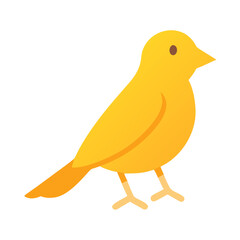Flat vector illustration of a bright yellow canary bird