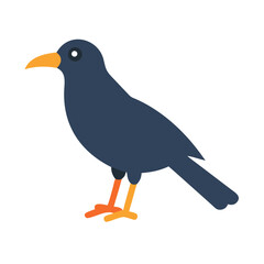 Stylized dark bird with orange beak and legs standing
