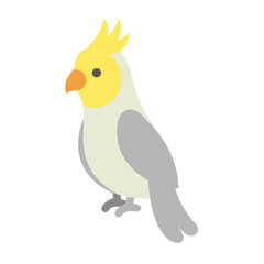 Minimalist illustration of a cockatiel with a yellow crest