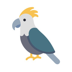 Flat illustration of a Sulphur-crested Cockatoo on black background