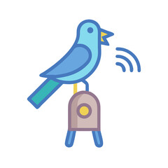 Stylized Blue Bird Singing on a Light Stand
