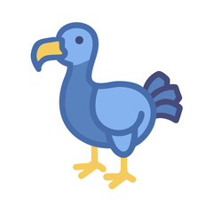 Cute dodo bird illustration with blue and yellow color