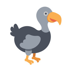 Cartoon Dodo Bird on Black Background Illustration Graphic