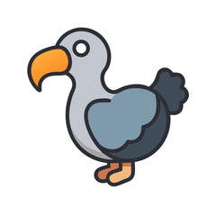 Cartoon Dodo bird standing on a black background © Sharuzzaman