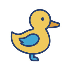 Cute Yellow Rubber Duck Illustration Isolated on Black Backdrop