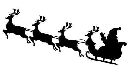 Santa with reindeer silhouette