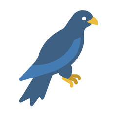 Blue bird illustration in flat style on black background