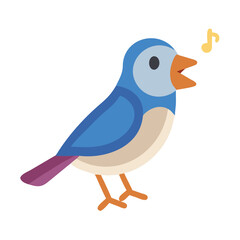 Singing Bluebird Illustration on Black Background with Musical Note