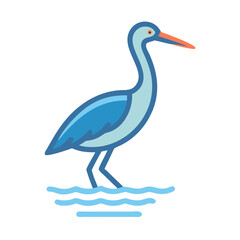 Blue heron in water vector illustration with black background