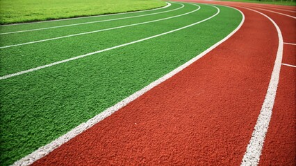 Fototapeta premium Running track with red and green lanes.