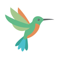 Obraz premium Flat vector hummingbird illustration on clean black background