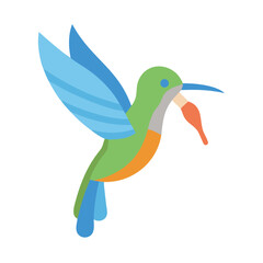 Stylized vector hummingbird illustration against a solid black backdrop