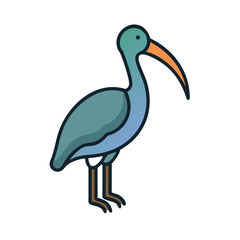 Simple Teal Bird Illustration with Orange Beak on Black