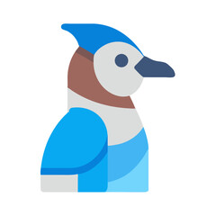 Blue jay illustration on black background in flat design