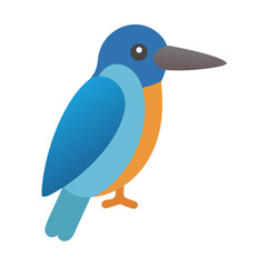 Minimalist illustration of a colorful kingfisher on black background