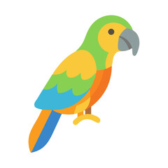 Colorful cartoon parrot illustration against a black background