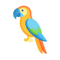 Stylized parrot illustration featuring vibrant colors on a dark background