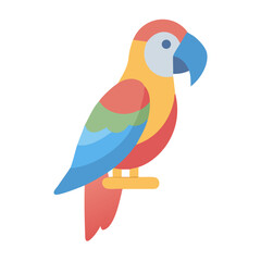 Stylized vector illustration of a colorful parrot on black