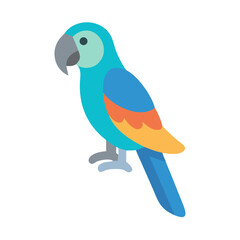 Flat illustration of a vibrant blue macaw parrot