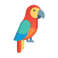 Flat illustration of colorful macaw parrot on black background