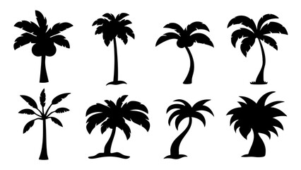Obraz premium set of stylized palm tree silhouette vector on tranparent background