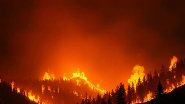 Intense flames from a massive forest fire