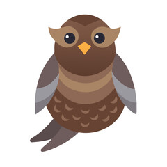 Flat design illustration of a brown owl on black background