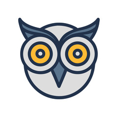 Obraz premium Flat design owl illustration with yellow eyes on black