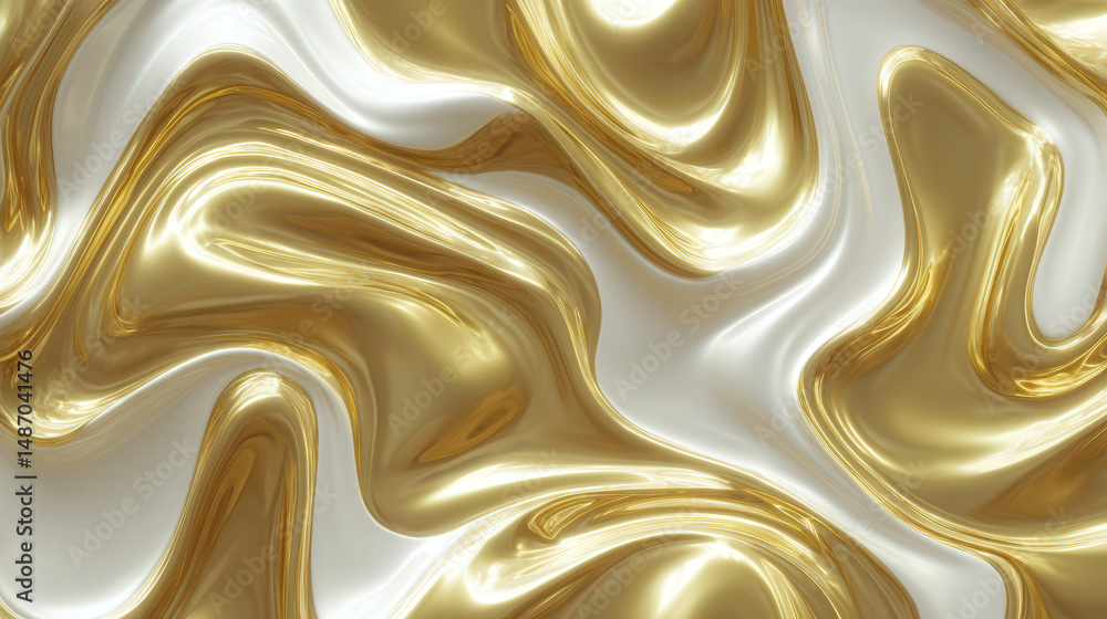 Poster abstract golden foil texture with reflective glamorous surface in smooth flowing pattern for decorat