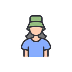 Stylized Woman With Bucket Hat Icon For Fashion And Lifestyle Projects