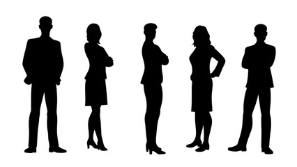 set of a group of standing business people
