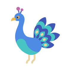 Stylized peacock illustration with a flat design on black