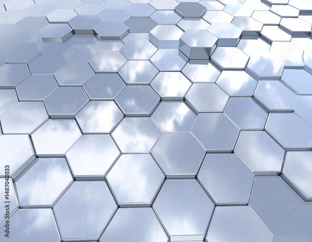 Poster abstract metallic hexagon pattern background