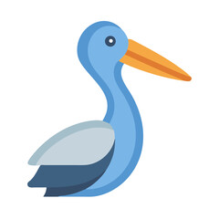 Simple light blue pelican with orange beak illustration art