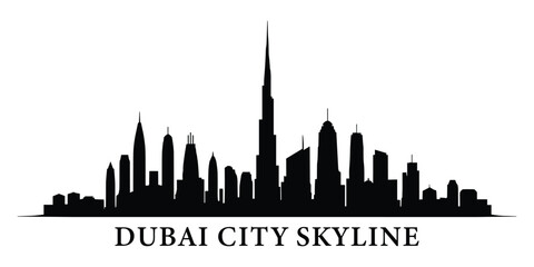 Naklejka premium Silhouette of the Dubai City skyline vector art