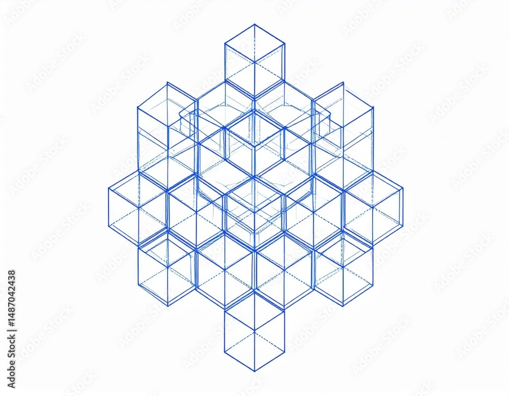 Poster abstract geometric pattern of interlocking cubes