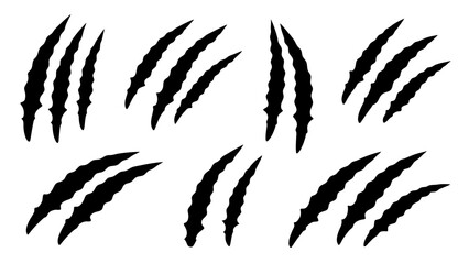 set of black claws scratches animals silhouette
