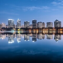 City Skyline Reflection at Dusk. (1)