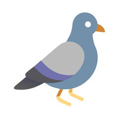 Flat Vector Illustration of a Pigeon on Black Background