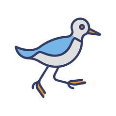 Stylized bird illustration on black background, simple design element