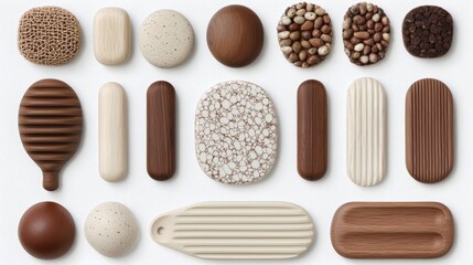 Diverse Collection of Tactile Textures in Natural Earthy Tones for Design Inspiration and Aesthetic Appeal