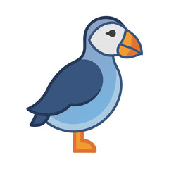 Minimalist Puffin Illustration on Black Background - Stock Image