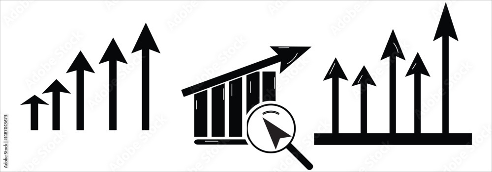 Poster vector icon an upward-pointing graph arrow seamlessly integrated with a gear growth and improvement 