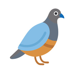 Flat vector illustration of a colorful pigeon bird