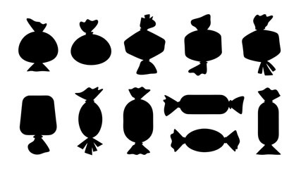 Candy wrapped sweets silhouette set