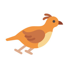 Stylized cartoon bird illustration on black background centered view