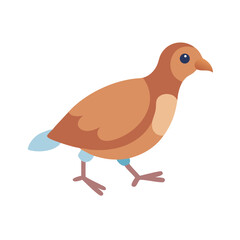 Flat vector illustration of a walking brown bird